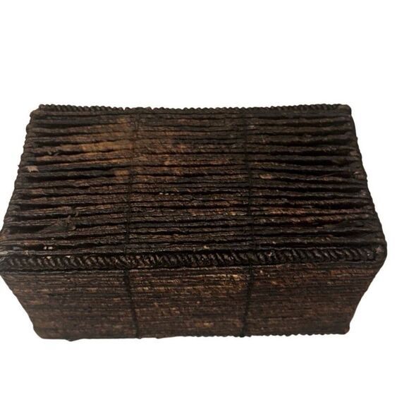 Dark Brown Rectangular Woven Wicker  Basket w/ side label space Size 14"x 7.5"x - Picture 2 of 11
